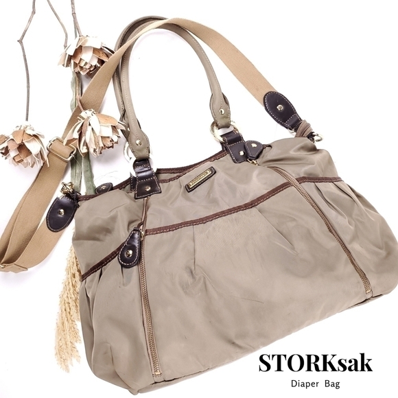 Storksak Tan Diaper Bag w/ Changing Mat - Picture 1 of 15